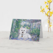 Westie Enjoys Springtime Bower Kaart (Gele Bloem)