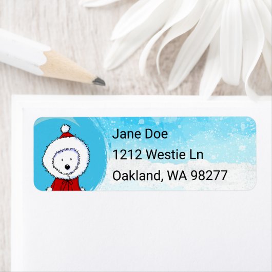 Westie-etiket voor kerstretour etiket (Insitu)