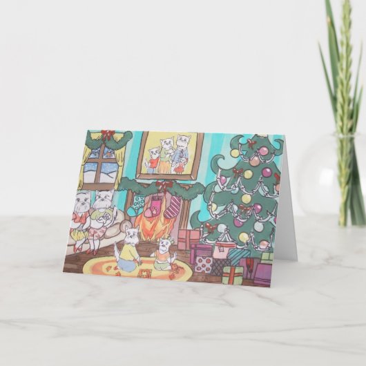 westie familieKerstmis Feestdagen Kaart (Voorkant)