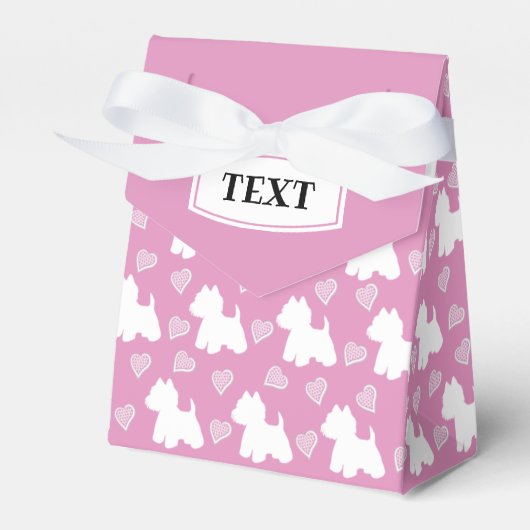Westie Favor Box Roze harten Bedankdoosjes (Voorkant Zijde)