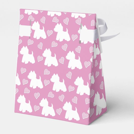 Westie Favor Box Roze harten Bedankdoosjes (Achterkant)
