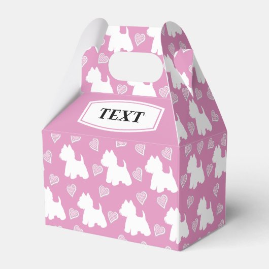 Westie Favor Box Roze harten Bedankdoosjes (Voorkant Zijde)