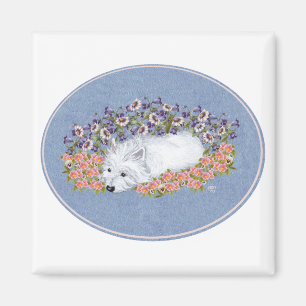 Westie Floral Repose Magneet