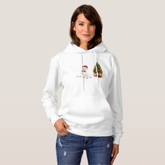 Westie Funny kersthond met boom Hoodie (Voorkant volledig)