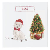 Westie Funny kersthond met boom Kubus (Voorkant)