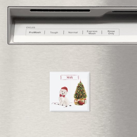 Westie Funny kersthond met boom Magneet (Insitu (Vaatwasser))