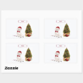 Westie Funny kersthond met boom Rechthoekige Sticker (Vel)