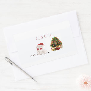 Westie Funny kersthond met boom Rechthoekige Sticker