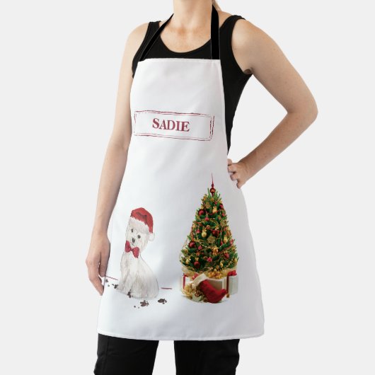 Westie Funny kersthond met boom Schort (Insitu)