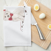 Westie Funny kersthond met boom Theedoek (Quarter Fold)