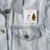 Westie Funny kersthond met boom Vierkante Button 5,1 Cm (In situ)