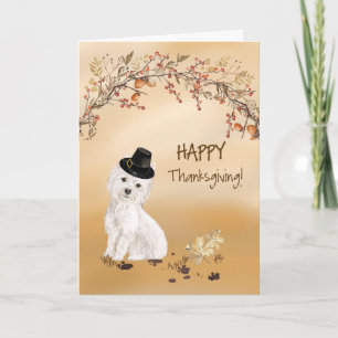 Westie Funny Pilgrim Pet Thanksgiving Kaart