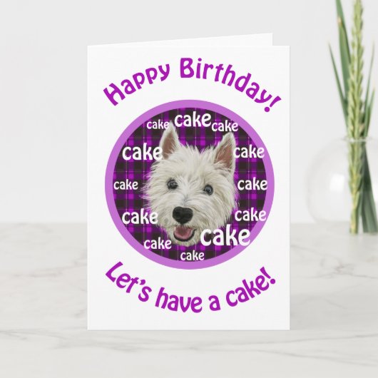 Westie, Gelukkige verjaardag, hebben cake! Kaart (Voorkant)