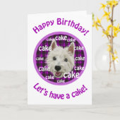 Westie, Gelukkige verjaardag, hebben cake! Kaart (Gele Bloem)
