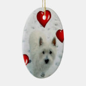 Westie gepersonaliseerde hangende kerstfeest keramisch ornament (Rechts)