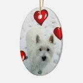Westie gepersonaliseerde hangende kerstfeest keramisch ornament (Links)