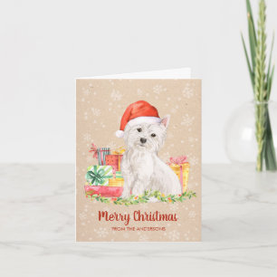 Westie Gevouwen hond Feestdagen Kaart