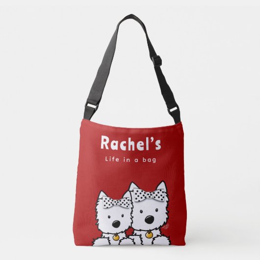 Westie Girl gepersonaliseerd Crossbody Tas (Voorkant)