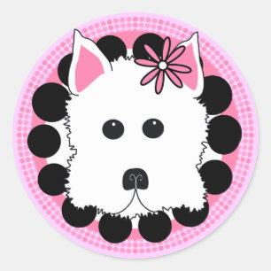 Westie Girl Ronde Sticker