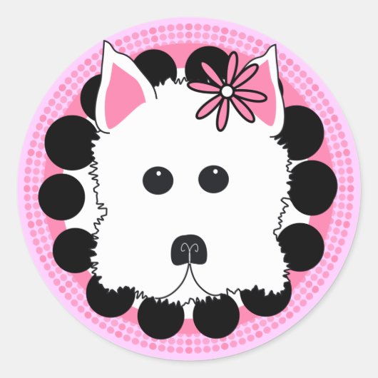 Westie Girl Ronde Sticker (Voorkant)