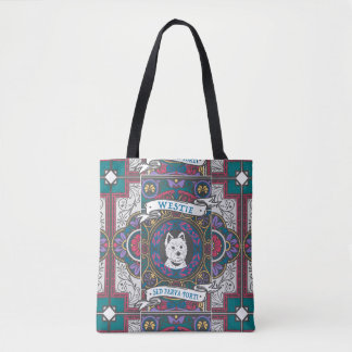 Westie-Glas in lood "Klein maar machtig" Tote Bag