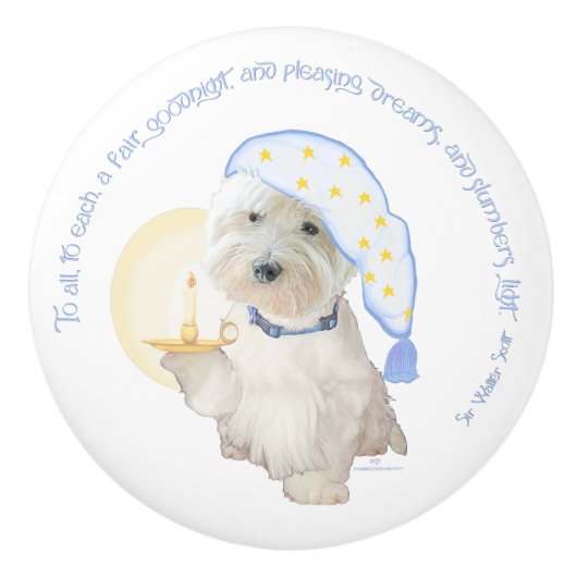 Westie Goodnight Keramische Knop (Voorkant)