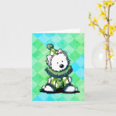 Westie Groene Circusclown Kaart (Gele Bloem)