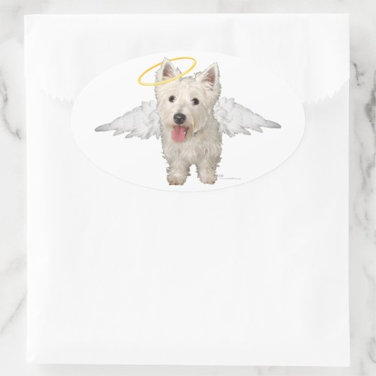 Westie Guardian Angels Ovale Sticker (Tas)