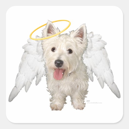 Westie Guardian Angels Vierkante Sticker (Voorkant)