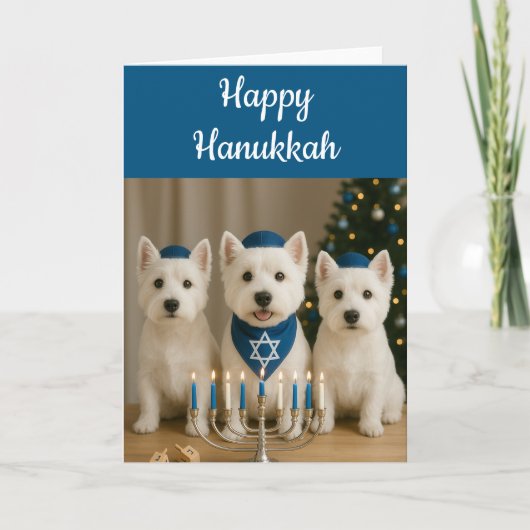 Westie Hanukka Kaart- Blanco Kaart (Voorkant)