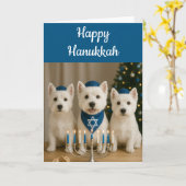 Westie Hanukka Kaart- Blanco Kaart (Gele Bloem)