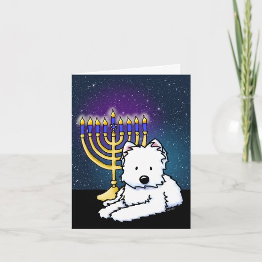 Westie Hanukkah Menorah Kaart (Voorkant)