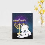 Westie Hanukkah Menorah Kaart (Gele Bloem)