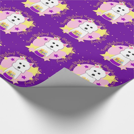 Westie Happy Birthday Wrapping Paper Cadeaupapier (Hoek)