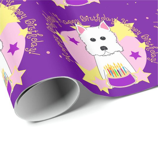 Westie Happy Birthday Wrapping Paper Cadeaupapier (Rol Hoek)