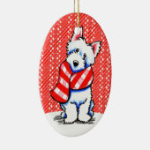 Westie Happy Pset Scarf Winter Keramisch Ornament (Rechts)