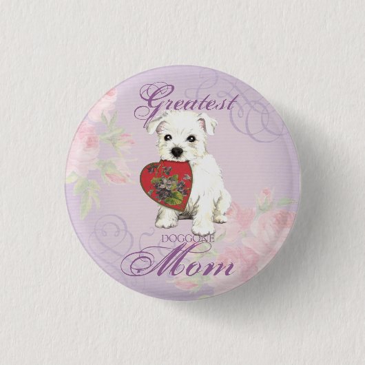 Westie Heart mama Ronde Button 3,2 Cm (Voorkant)
