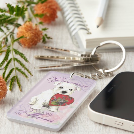 Westie Heart mama Sleutelhanger (Voorkant Rechts)