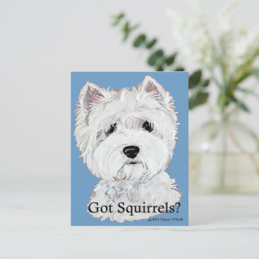 Westie heeft eekhoorns? briefkaart (Staand voorkant)