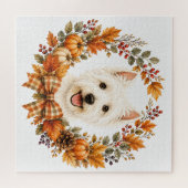 Westie-herfstkrans Legpuzzel (Horizontaal)