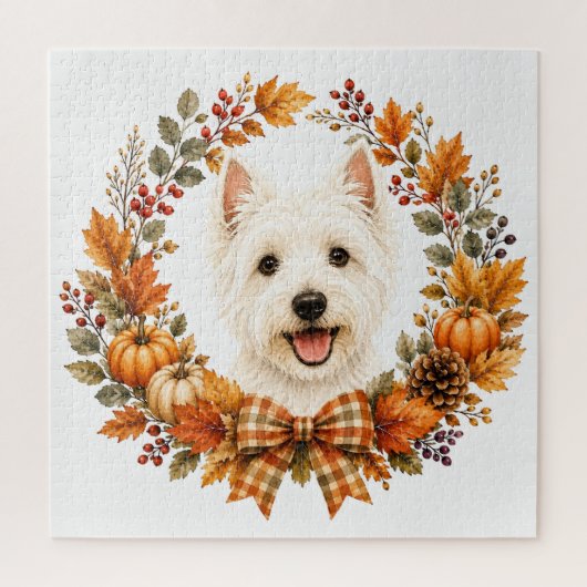 Westie-herfstkrans Legpuzzel (Verticaal)