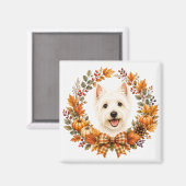 Westie-herfstkrans Magneet (Voorkant / Achterkant)