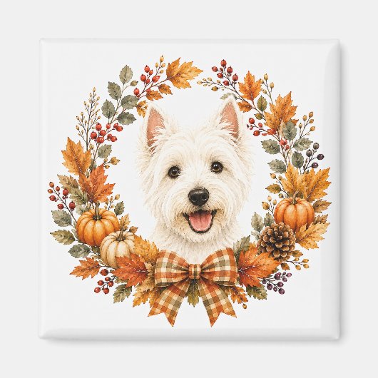 Westie-herfstkrans Magneet (Voorkant)