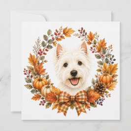 Westie Herfstkrans Notitiekaartje