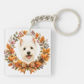 Westie Herfstkrans Sleutelhanger (Achterkant)