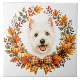 Westie-herfstkrans Tegeltje