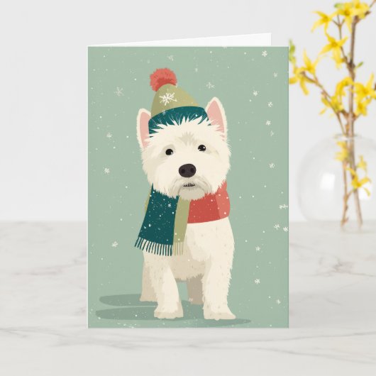Westie Holiday Greeting Kaart (Gele Bloem)