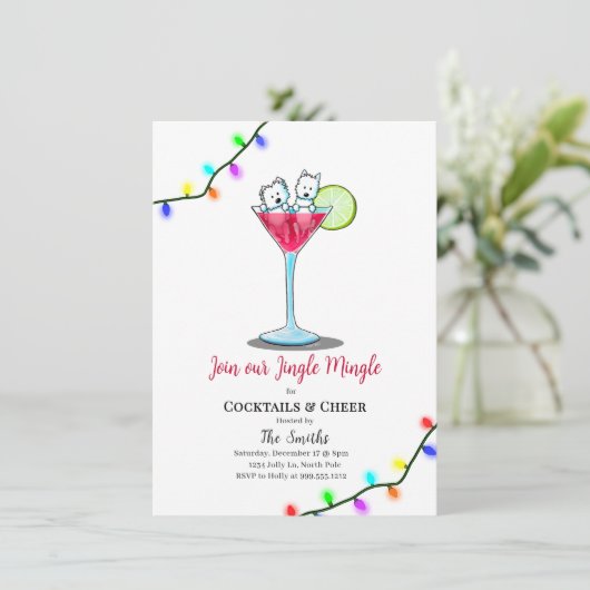 Westie Holiday Party Invitations  (Staand voorkant)