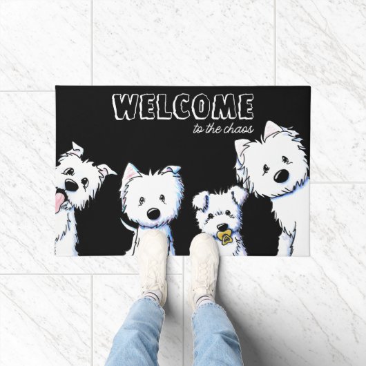 Westie Home Zwart Deurmat (Binnen)