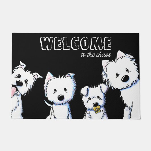 Westie Home Zwart Deurmat (Voorkant)